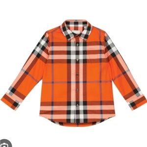Burberry Kids Vibrant Orange Check Shirt